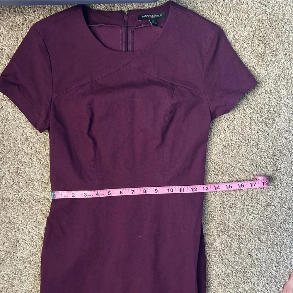 W Banana Republic Burgundy Wine Sheath Midi Dress Size 0 |E5 - Picture 8 of 8